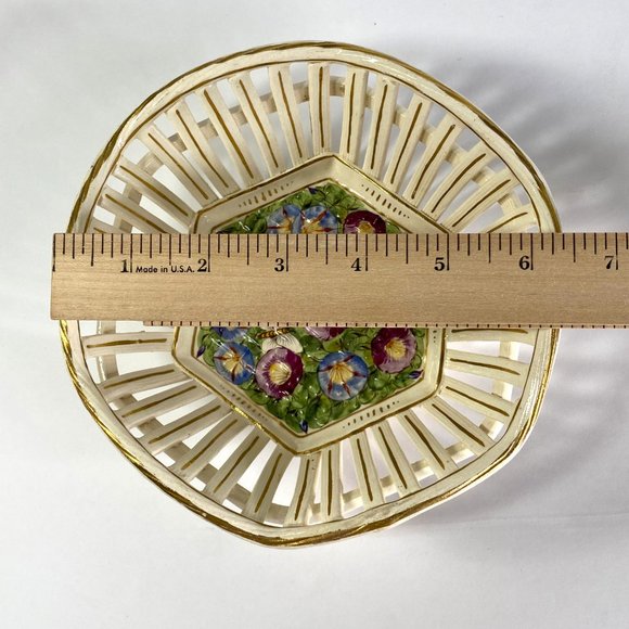 Dresden China Bowl Floral and Butterfly Pattern in Center - Picture 6 of 9